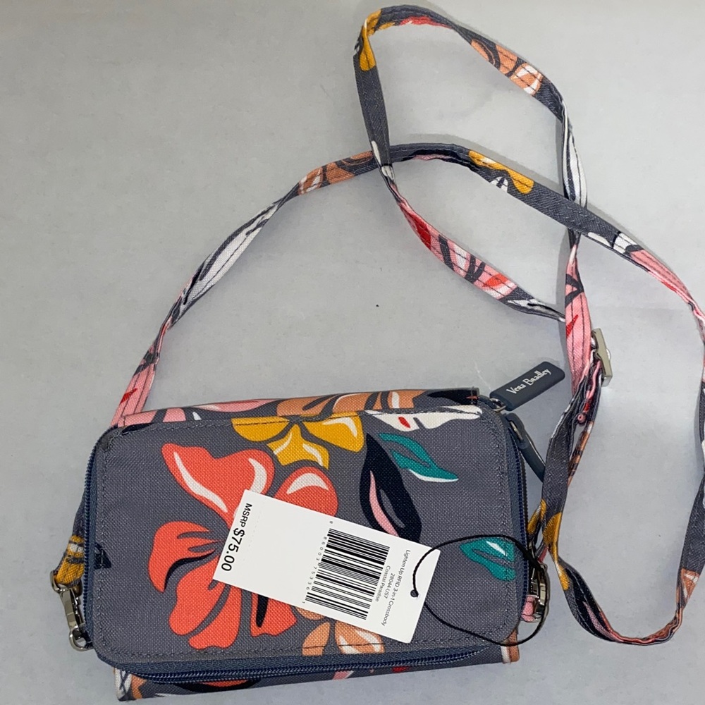 NWT Vera Bradley lighten up RFID 3 in 1 coastal Paradise Crossbody purse gray